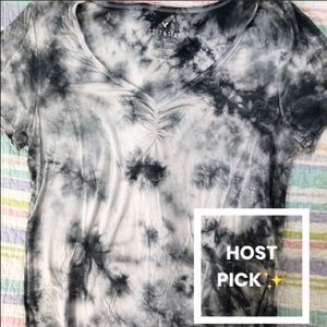 AMERICAN EAGLE Black Tie Dye Short Sleeve Top🖤☁️
